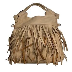 Foley + Corinna Light Brown Fringe Disco City Handbag w/ Removable Strap, NWT!